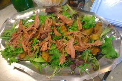 Ensalada pato manzana caramelizada y pasas - Wikicocina