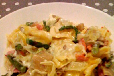 pasta-carbonara-setas-esparragos-trigueros - Wikicocina