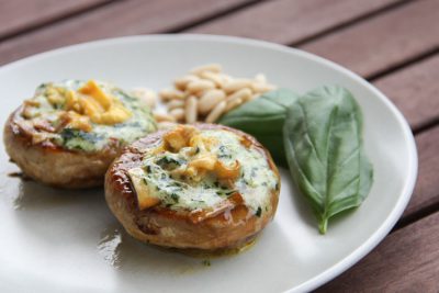 Receta champiñones pesto huevo - Wikicocina