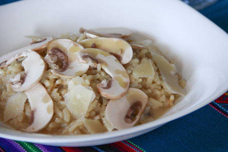 Risotto de champiñones con azafrán