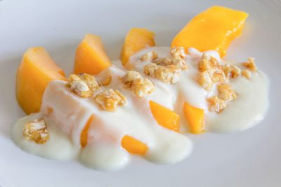 Mango yogur chocolate blanco